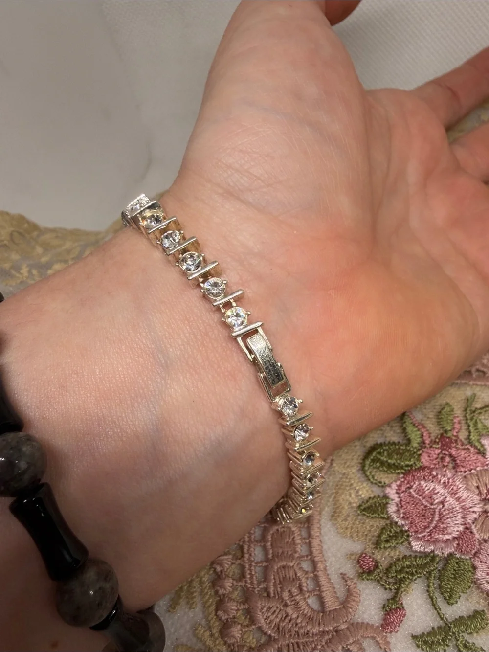 Vintage 925 Sterling Silver CZ Tennis Bracelet Classic 80s Statement Jewelry